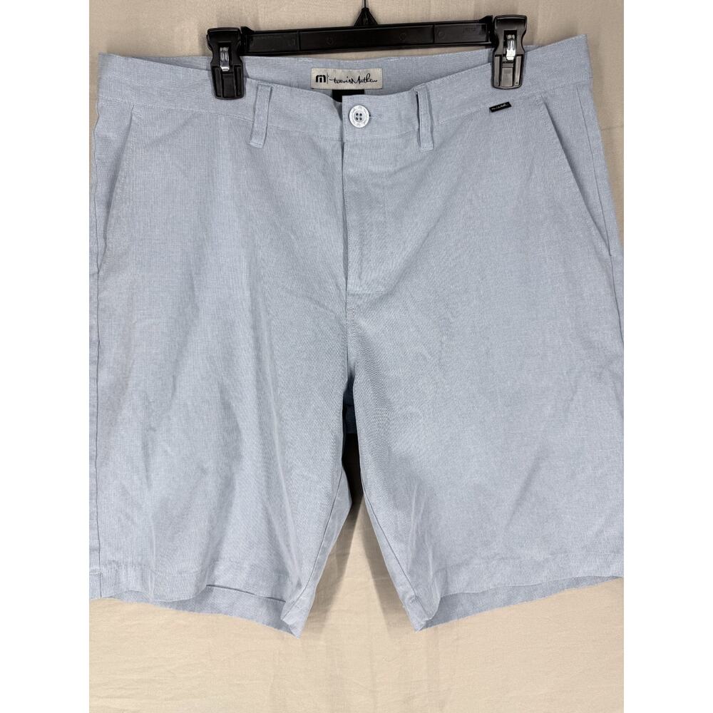 Travis Mathew Shorts Blue Beck Golf Performance Stretch Waistband Mens 36